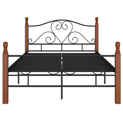 Bedframe Metaal Zwart 120 x 200 cm black and dark wood