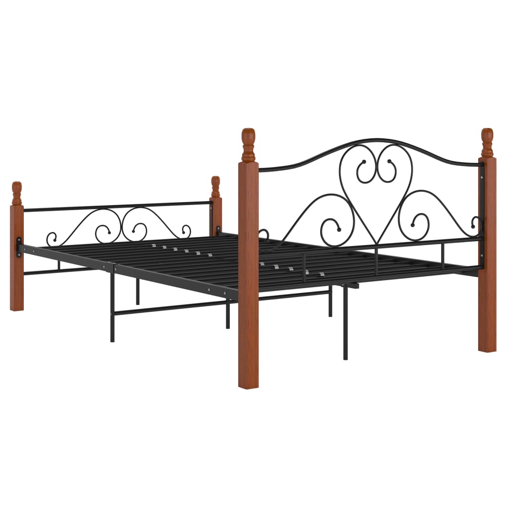 Bedframe Metaal Zwart 120 x 200 cm black and dark wood