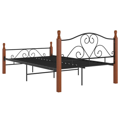 Bedframe Metaal Zwart 120 x 200 cm black and dark wood