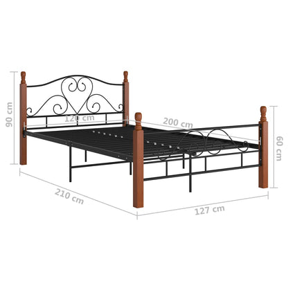 Bedframe Metaal Zwart 120 x 200 cm black and dark wood