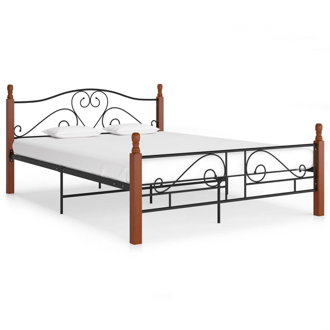 Bedframe Metaal Zwart 160 x 200 cm black and dark wood