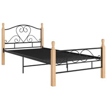 Bedframe Metaal Zwart 90 x 200 cm black and light wood