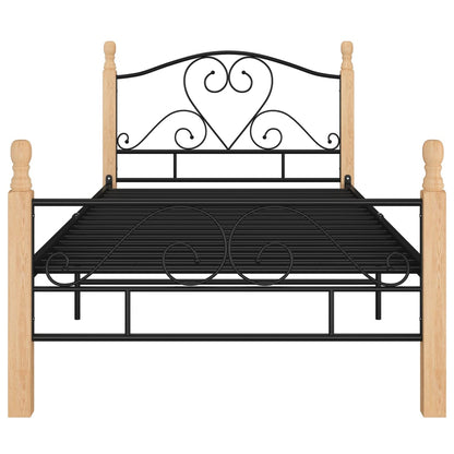 Bedframe Metaal Zwart 90 x 200 cm black and light wood