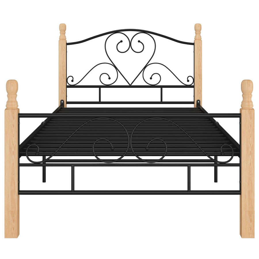 Bedframe Metaal Zwart 90 x 200 cm black and light wood