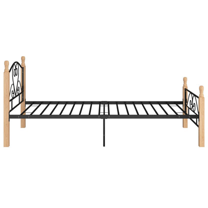 Bedframe Metaal Zwart 90 x 200 cm black and light wood
