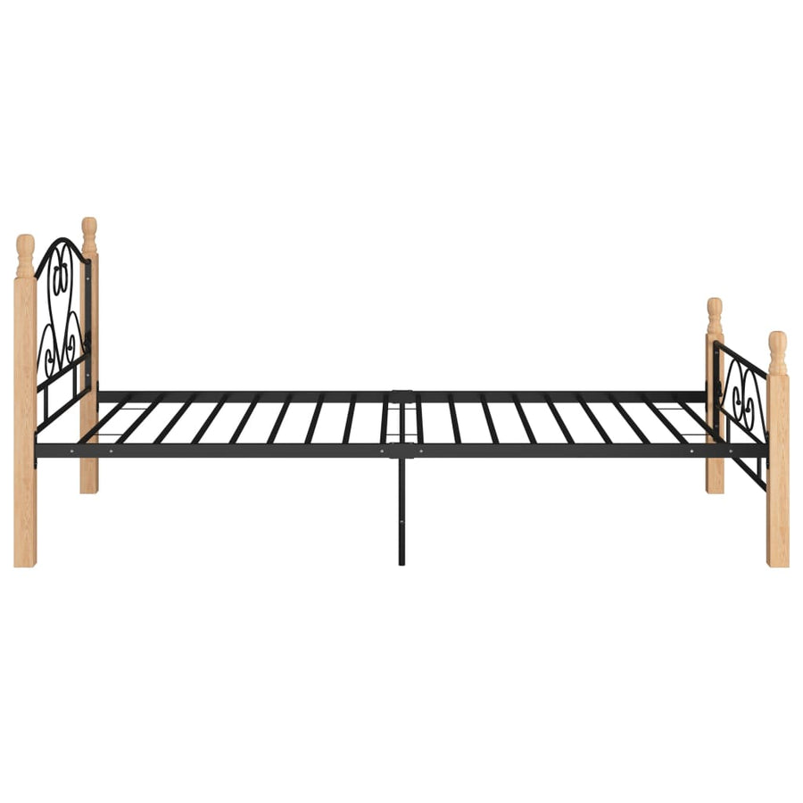 Bedframe Metaal Zwart 90 x 200 cm black and light wood