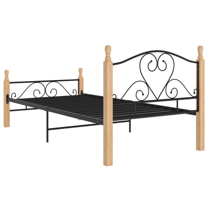 Bedframe Metaal Zwart 90 x 200 cm black and light wood