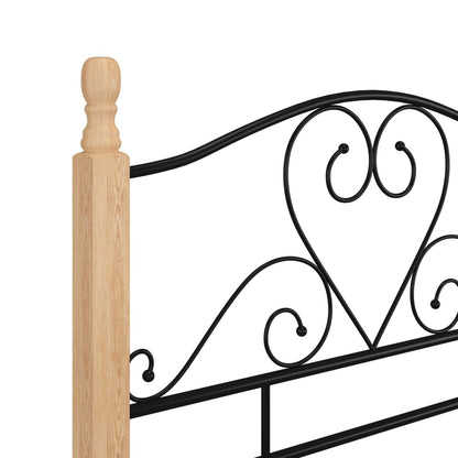 Bedframe Metaal Zwart 90 x 200 cm black and light wood