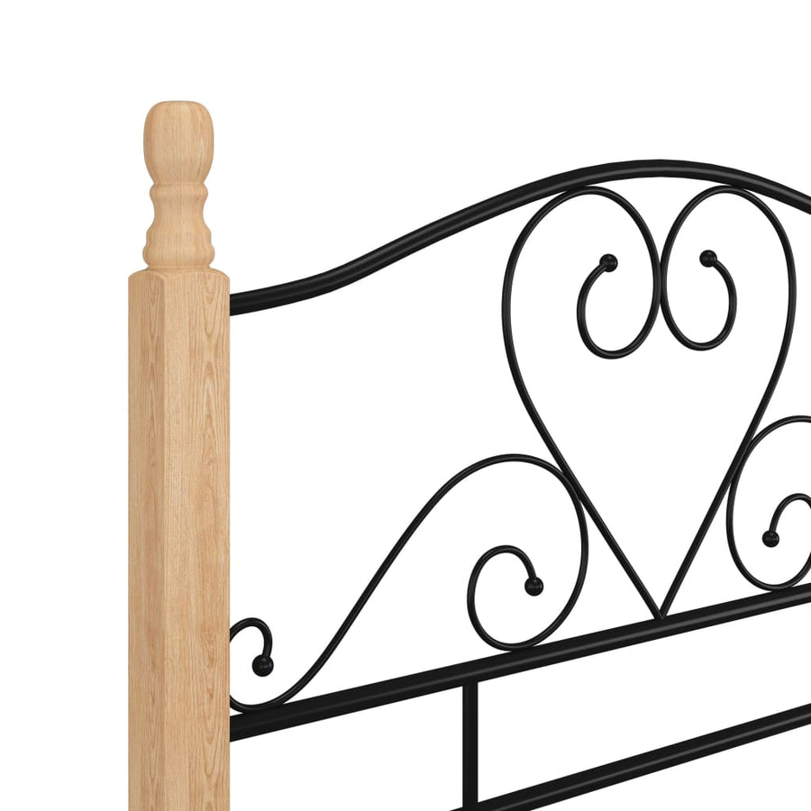 Bedframe Metaal Zwart 90 x 200 cm black and light wood