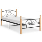 Bedframe Metaal Zwart 100 x 200 cm black and light wood