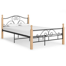 Bedframe Metaal Zwart 120 x 200 cm black and light wood