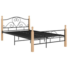 Bedframe Metaal Zwart 120 x 200 cm black and light wood