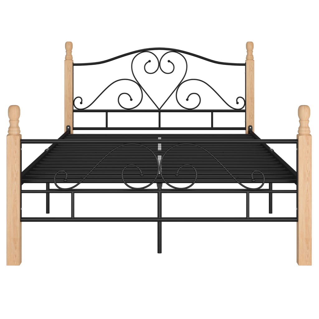 Bedframe Metaal Zwart 120 x 200 cm black and light wood