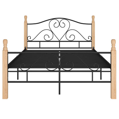Bedframe Metaal Zwart 120 x 200 cm black and light wood