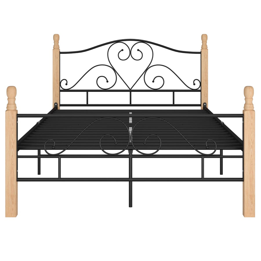 Bedframe Metaal Zwart 120 x 200 cm black and light wood