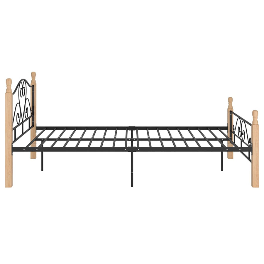 Bedframe Metaal Zwart 120 x 200 cm black and light wood