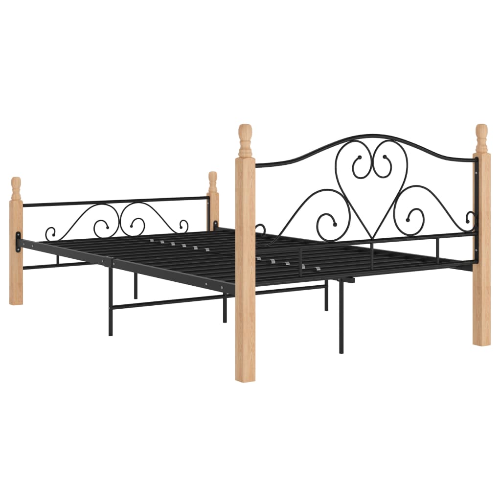 Bedframe Metaal Zwart 120 x 200 cm black and light wood