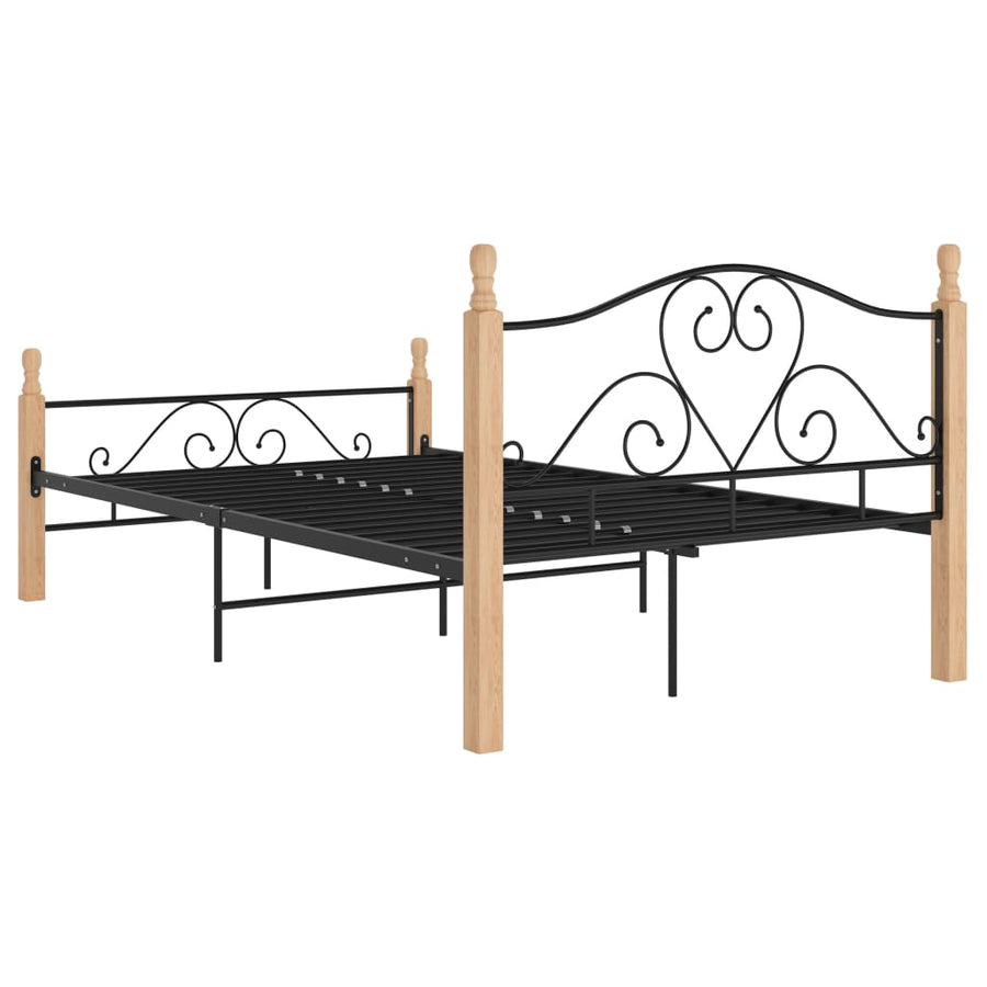 Bedframe Metaal Zwart 120 x 200 cm black and light wood