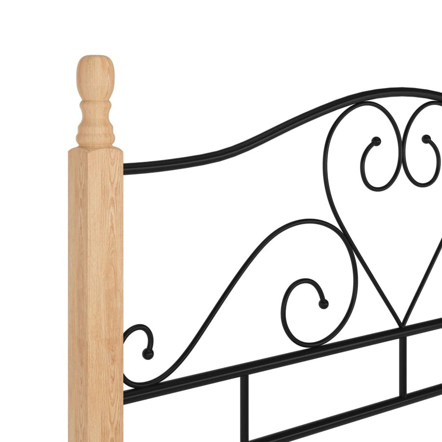 Bedframe Metaal Zwart 120 x 200 cm black and light wood