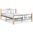 Bedframe Metaal Zwart 160 x 200 cm black and light wood