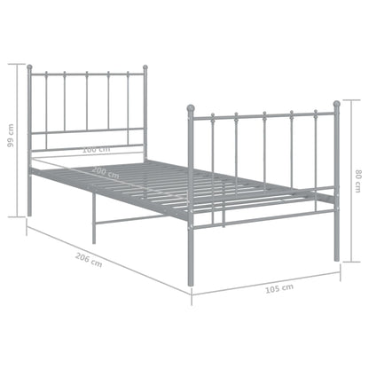 Bedframe Metaal 100 x 200 cm Grijs