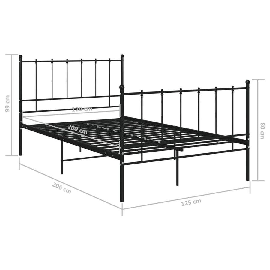 Bedframe Metaal 120 x 200 cm Zwart