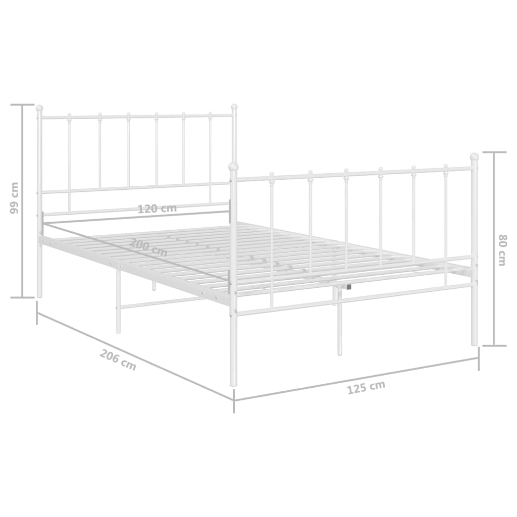 Bedframe Metaal 120 x 200 cm Wit