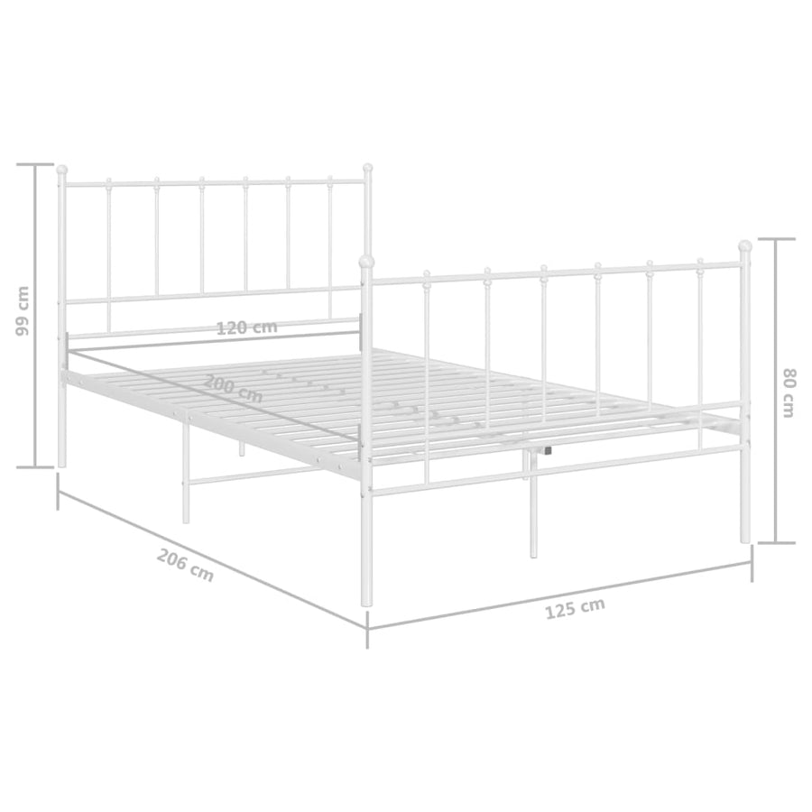 Bedframe Metaal 120 x 200 cm Wit