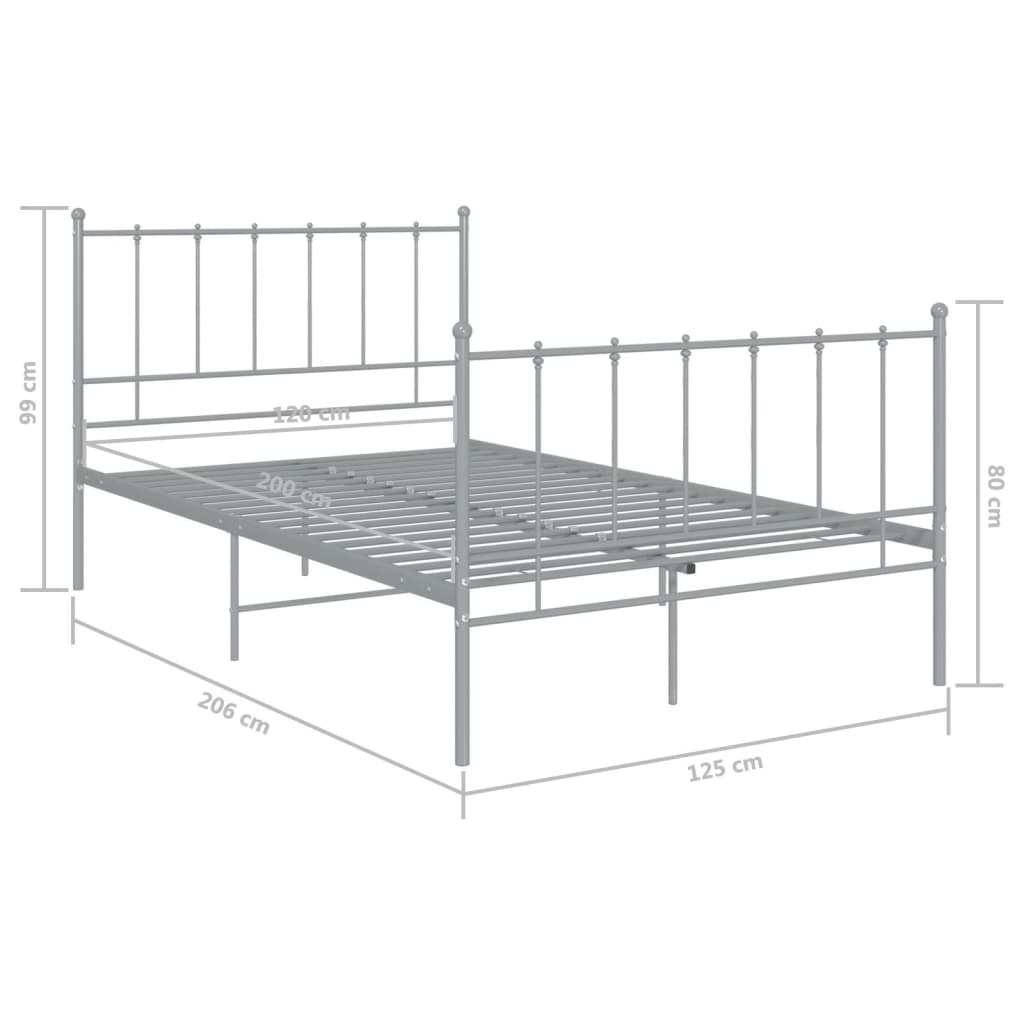 Bedframe metaal grijs 120x200 cm 120 x 200 cm Grijs