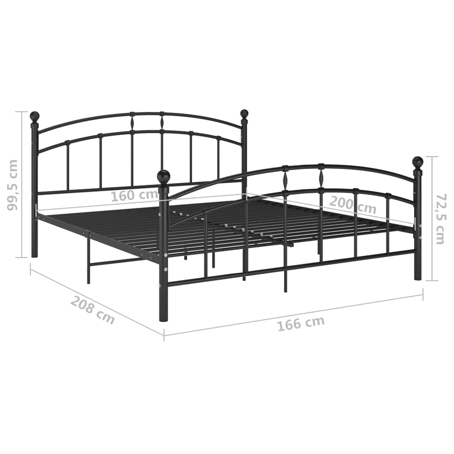 Bedframe Metaal 160 x 200 cm Zwart