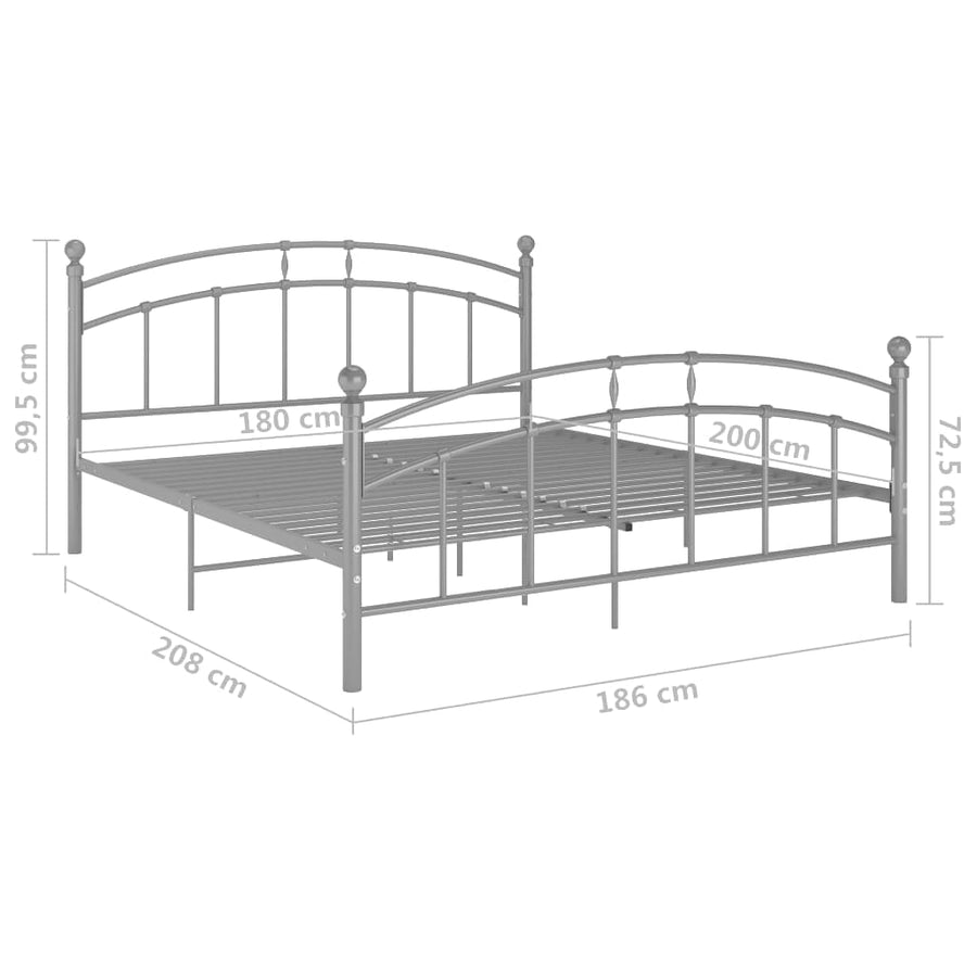 Bedframe Metaal 180 x 200 cm Grijs
