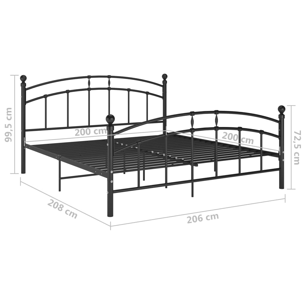 Bedframe Metaal 200 x 200 cm Zwart