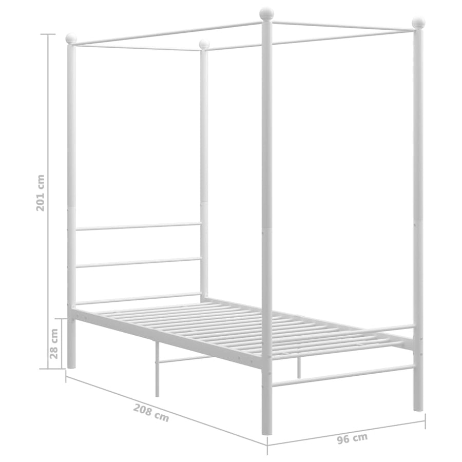 Hemelbedframe Metaal 90 x 200 cm Wit
