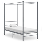 Four-poster bed frame metal grey 90x200 cm