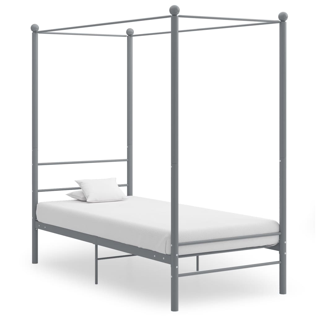 Hemelbedframe Metaal 90 x 200 cm Grijs