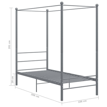 Hemelbedframe Metaal 90 x 200 cm Grijs