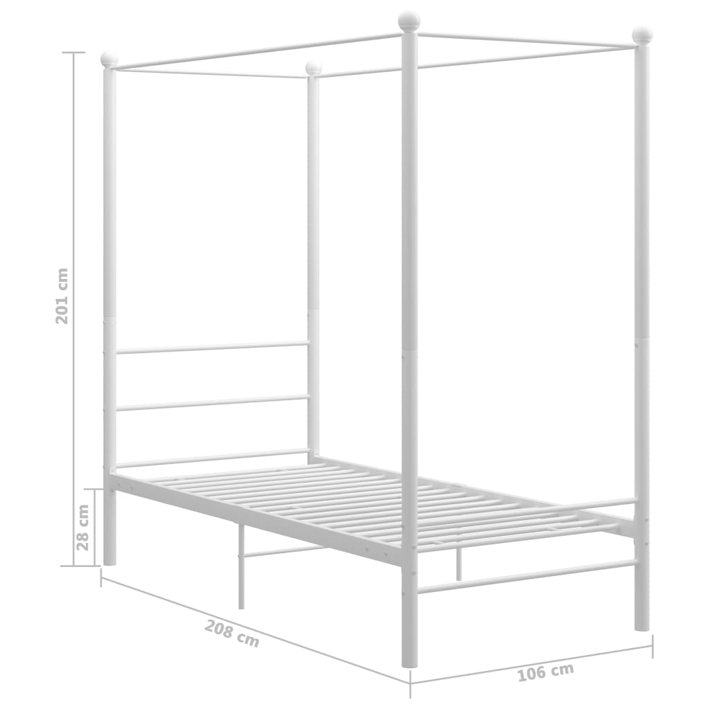 Hemelbedframe Metaal 100 x 200 cm Wit