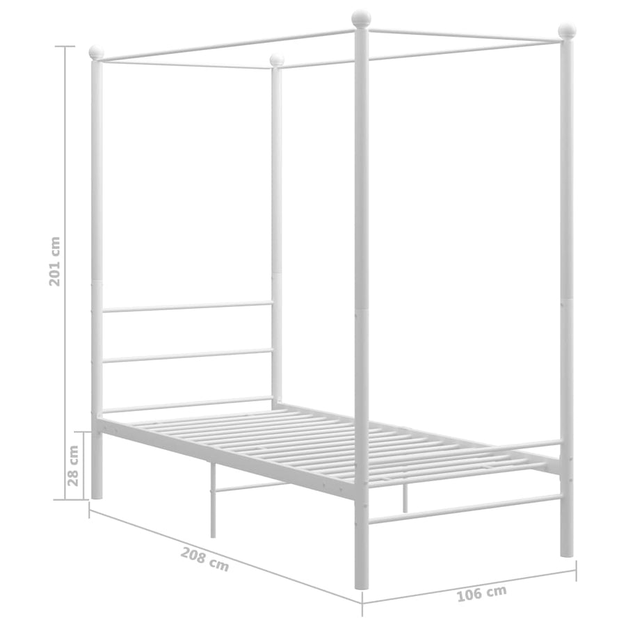 Hemelbedframe Metaal 100 x 200 cm Wit