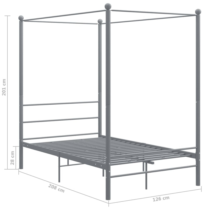 Hemelbedframe Metaal 120 x 200 cm Grijs