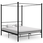 Black metal four-poster bed frame 160x200 cm