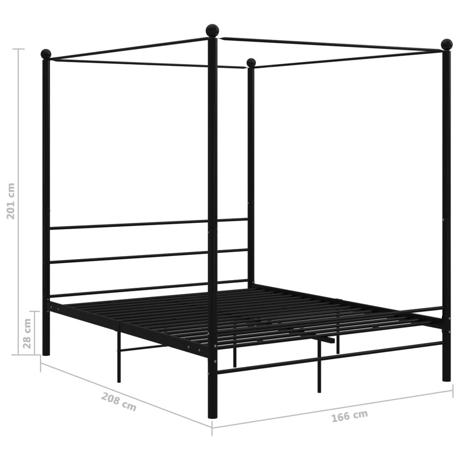 Hemelbedframe Metaal 160 x 200 cm Zwart