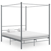 Grey metal four-poster bed frame 160x200 cm