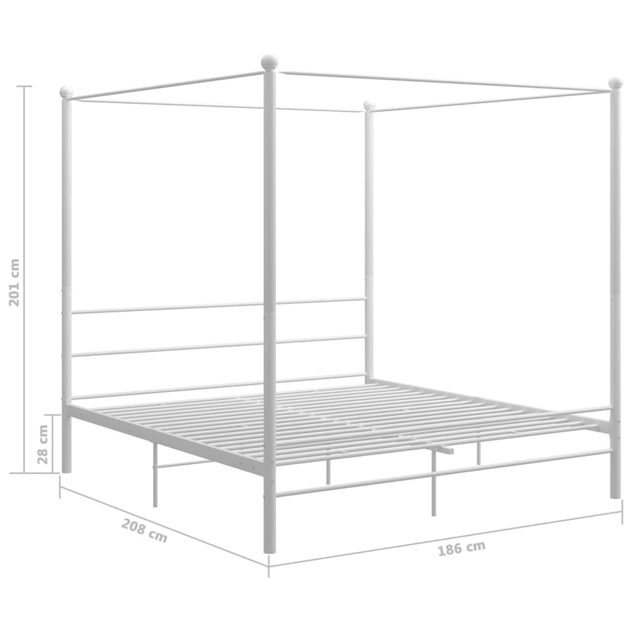 Hemelbedframe Metaal 180 x 200 cm Wit