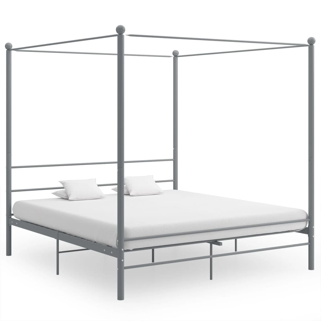 Hemelbedframe Metaal 180 x 200 cm Grijs