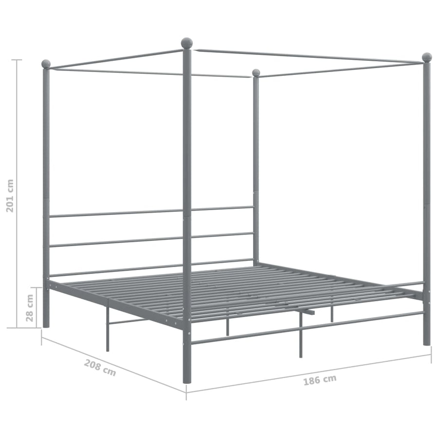 Hemelbedframe Metaal 180 x 200 cm Grijs