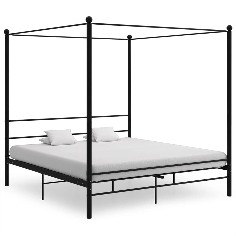 Hemelbedframe Metaal 200 x 200 cm Zwart