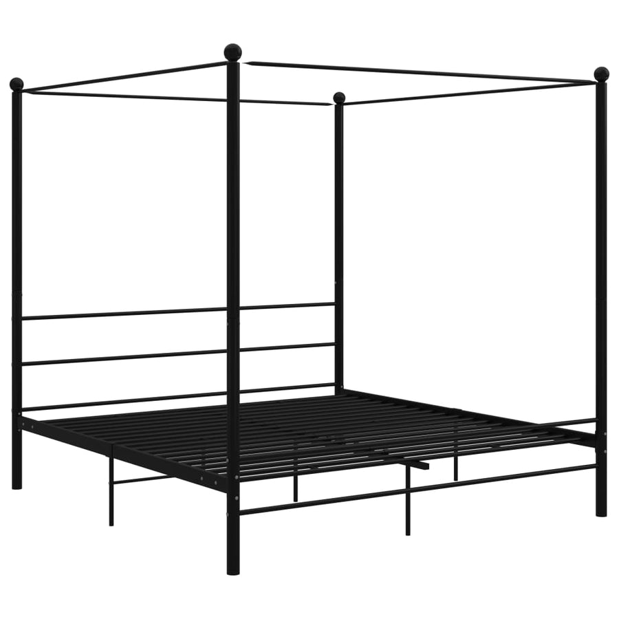 Hemelbedframe Metaal 200 x 200 cm Zwart