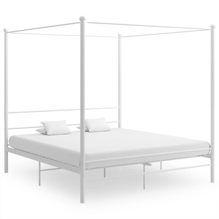 Hemelbedframe Metaal 200 x 200 cm Wit
