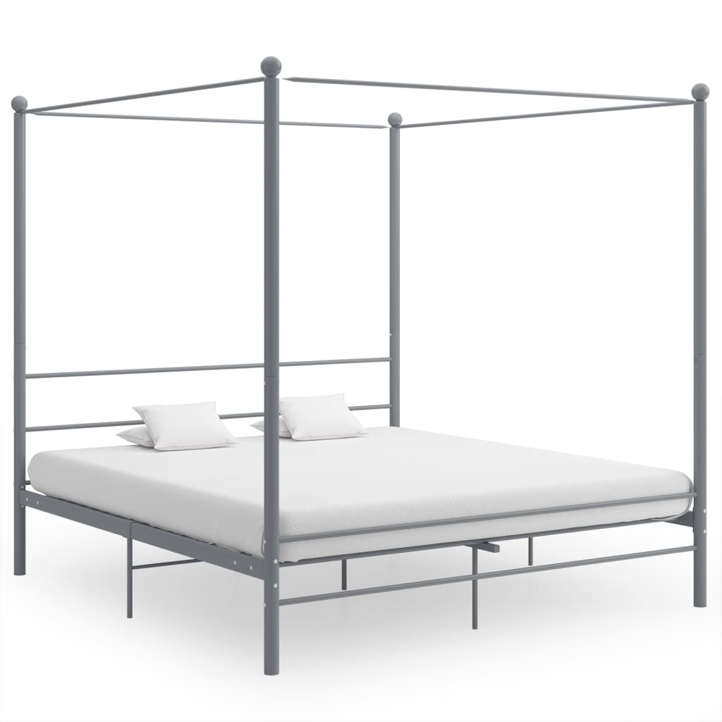Hemelbedframe Metaal 200 x 200 cm Grijs