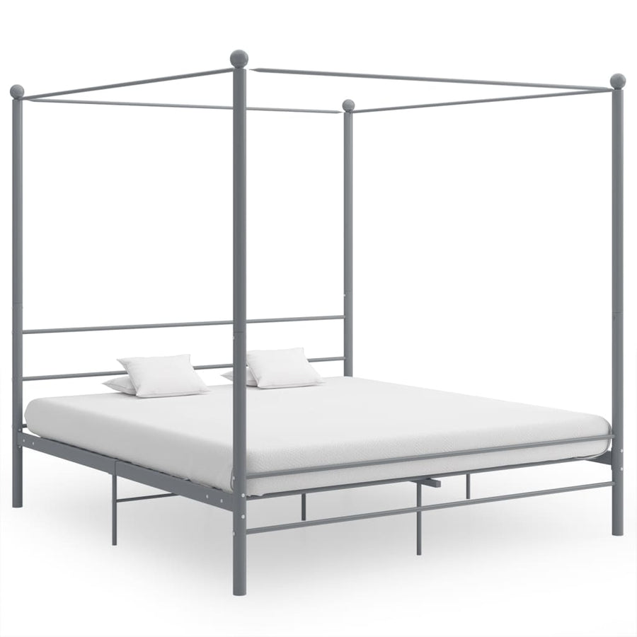 Hemelbedframe Metaal 200 x 200 cm Grijs